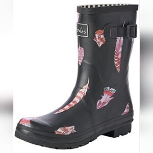 Joules Molly Welly Rubber Rain Boots in Feather Black Size 10